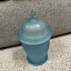 Vintage Indiana Glass Large Satin Blue Glass Apothecary / Ginger Jar